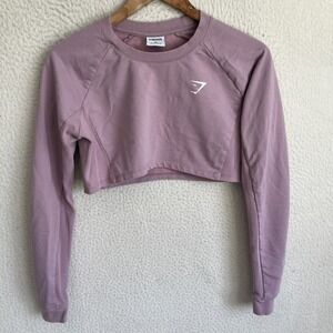 gymshark Cropped Long Sleeve Running Shirt womens XS Pink